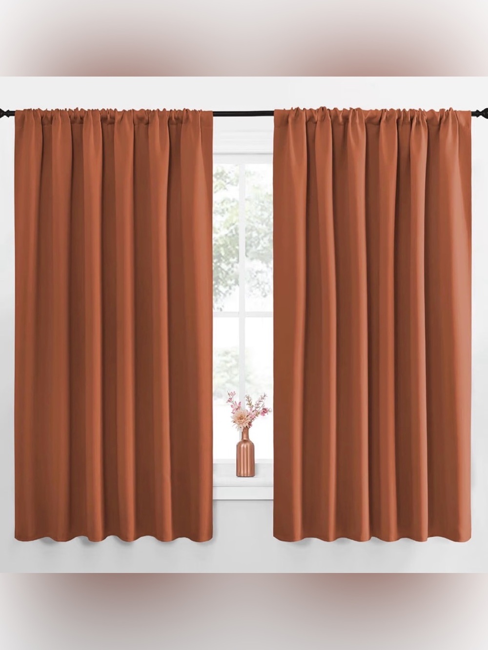 Burnt Orange Blackout Curtains 70” x 63”